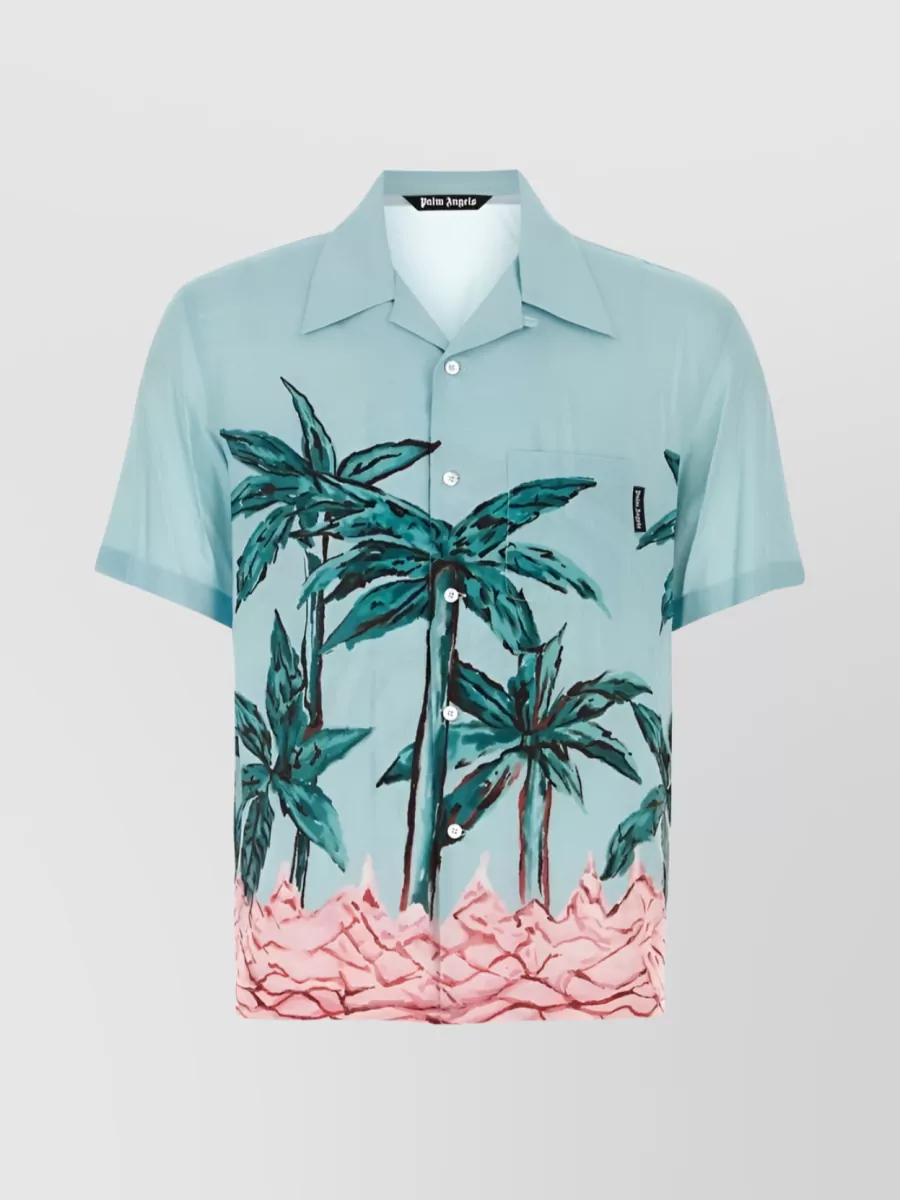 Shop Palm Angels Palms Row Palm Tree Shirt In Cyan
