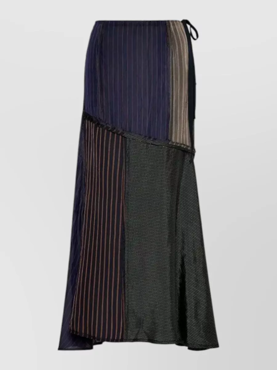 Maison Margiela patchwork pinstripe a-line wrap skirt