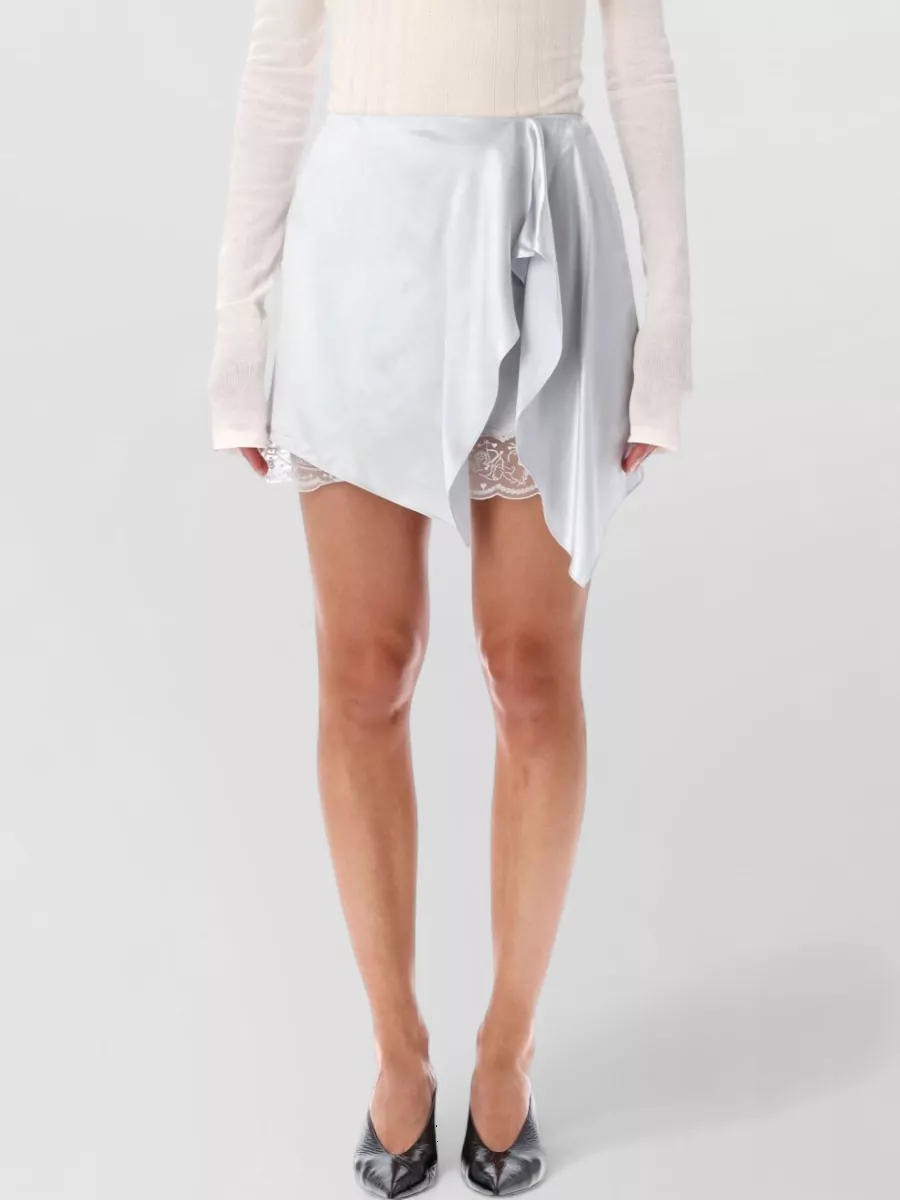 Acne Studios satin asymmetric ruffled mini wrap skirt