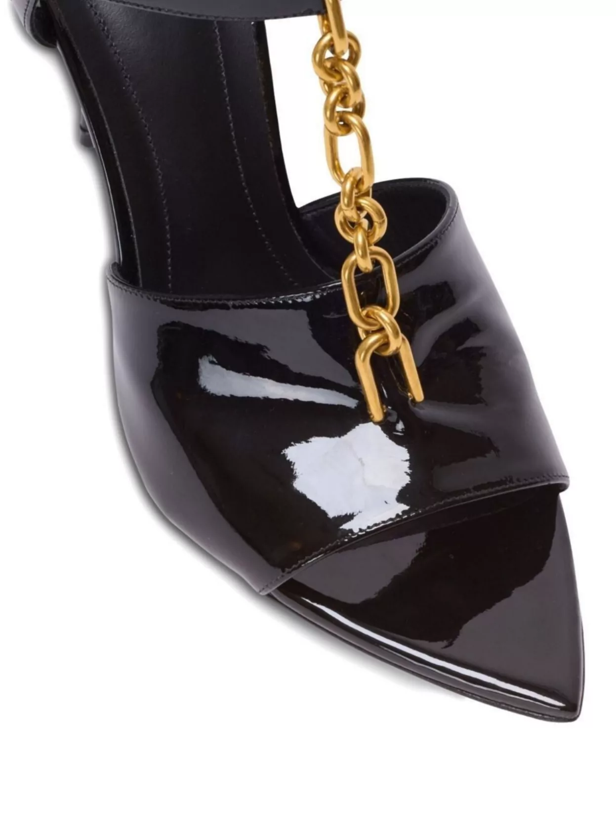 Balmain Sync Patent Leather Sandals With Heel In Black