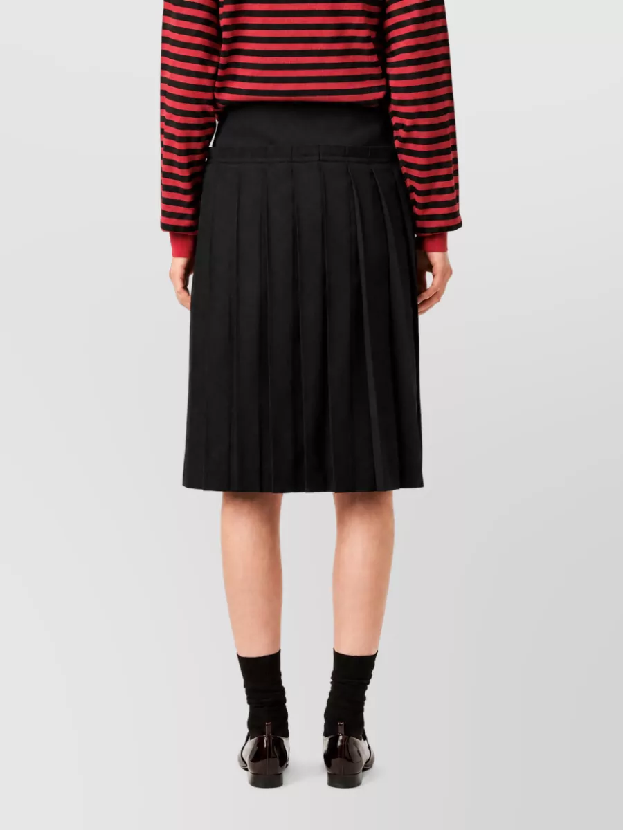 Ami Paris Virgin Wool Midi Pleated Skirt