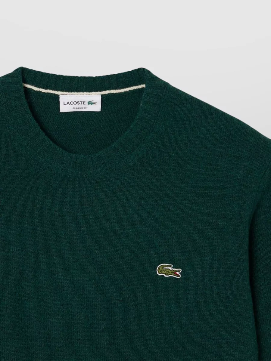 Lacoste Wool Sweater With Ribbed Cuffs And Hem