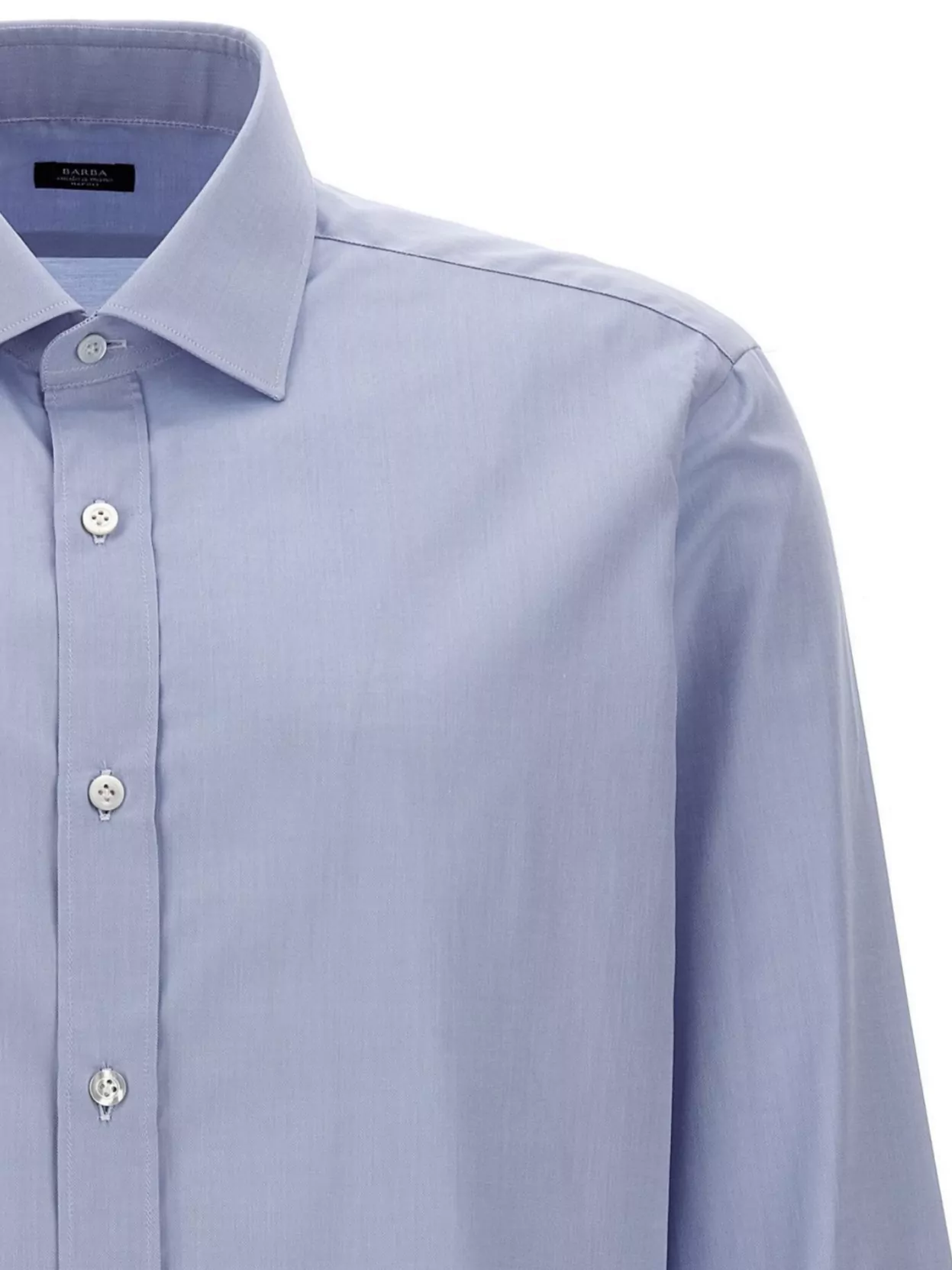 Barba Collared Shirt With Buttons And Curved Hem