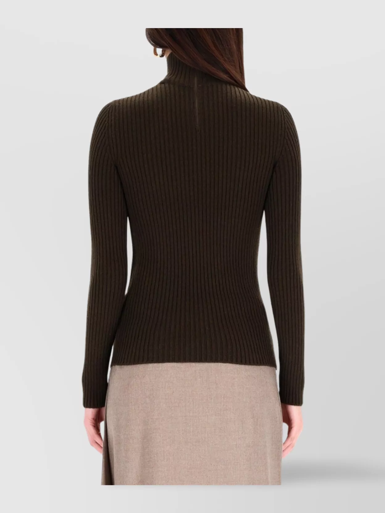 Max Mara Slim Fit Ribbed Turtleneck Knit Sweater In Metallic