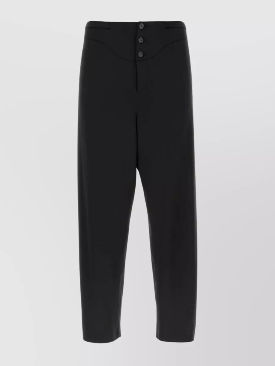 Shop Saint Laurent Cropped High-waisted Satin Trousers In Black