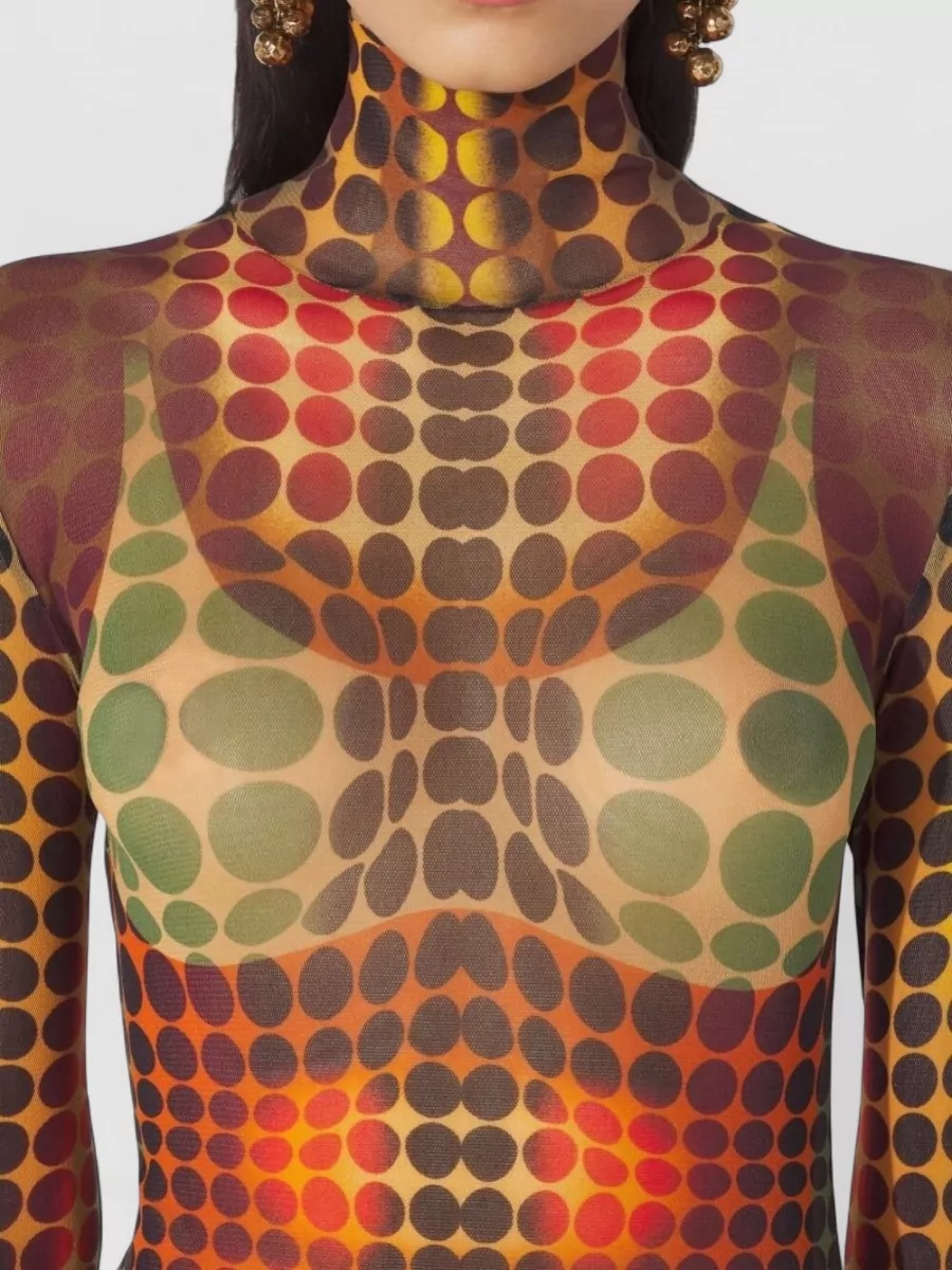 Jean Paul Gaultier Knee Length Dress Sheer Long Sleeves