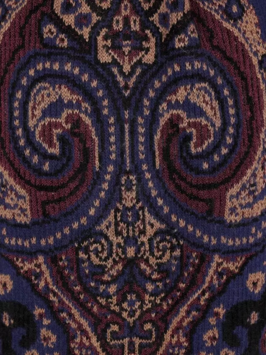 Etro Paisley Print Belted Wool Blend Robe