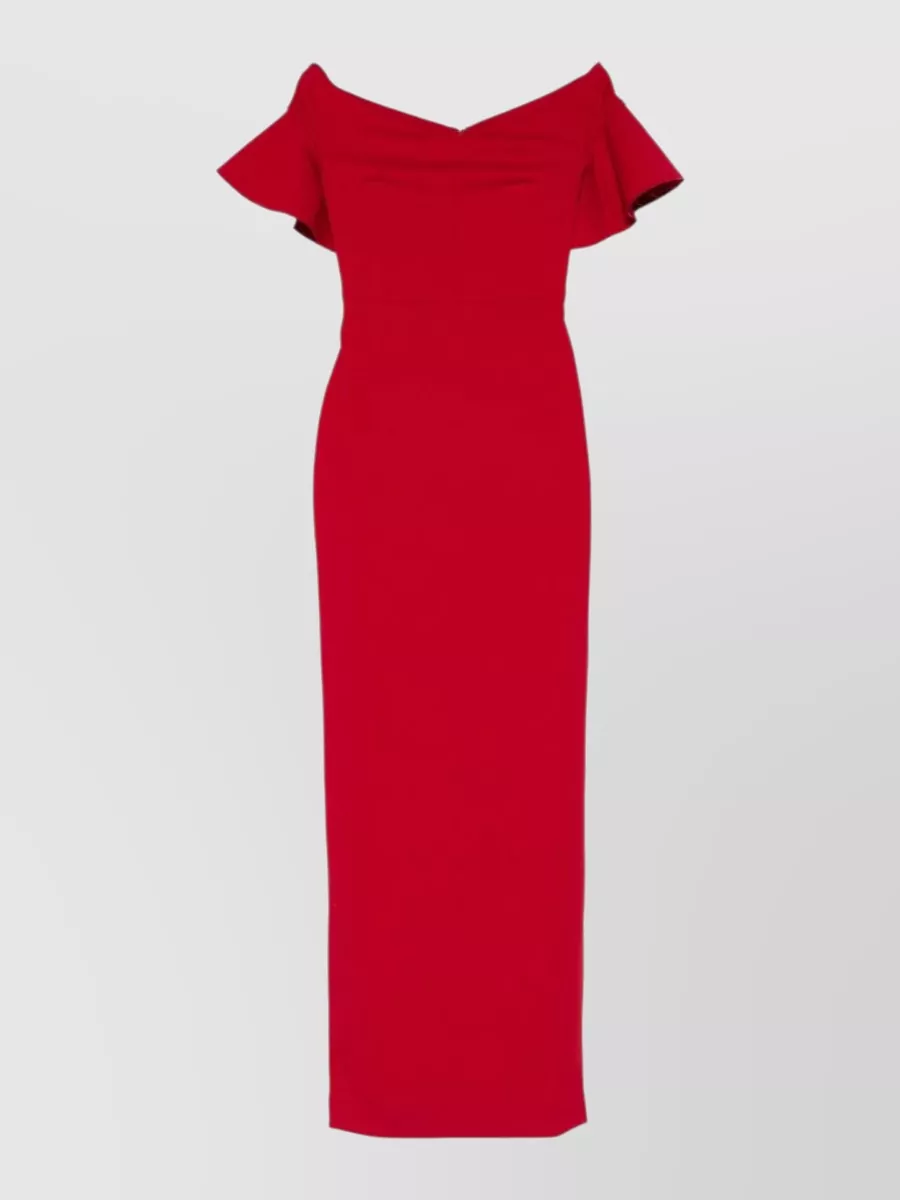 Solace London Off-shoulder ruffled-sleeve maxi dress