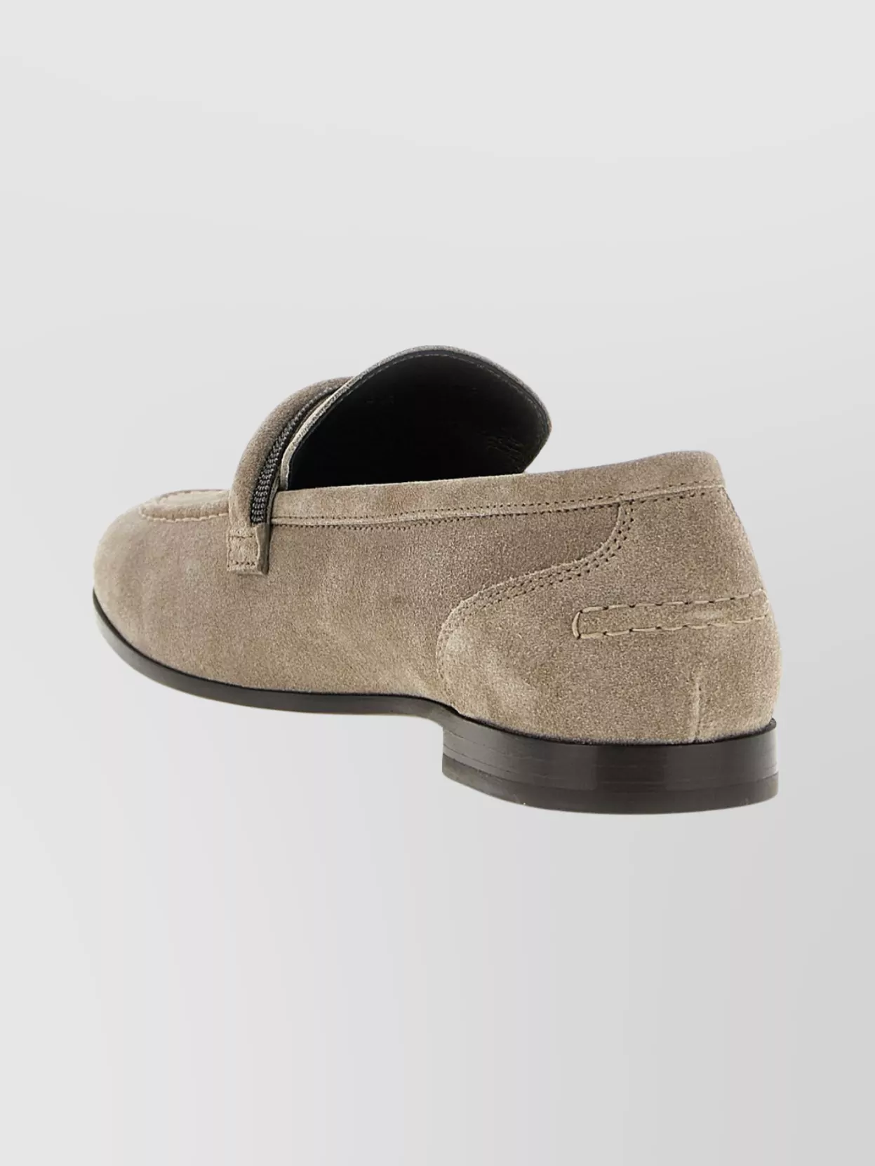 Brunello Cucinelli Suede Round Toe Stitch Detail Loafers