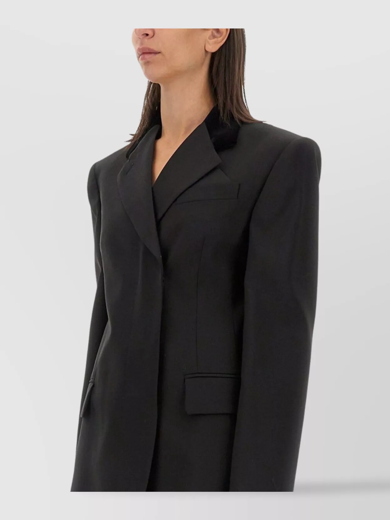 Sportmax Structured Jacket With Flap Pockets And Notched Lapel In Black