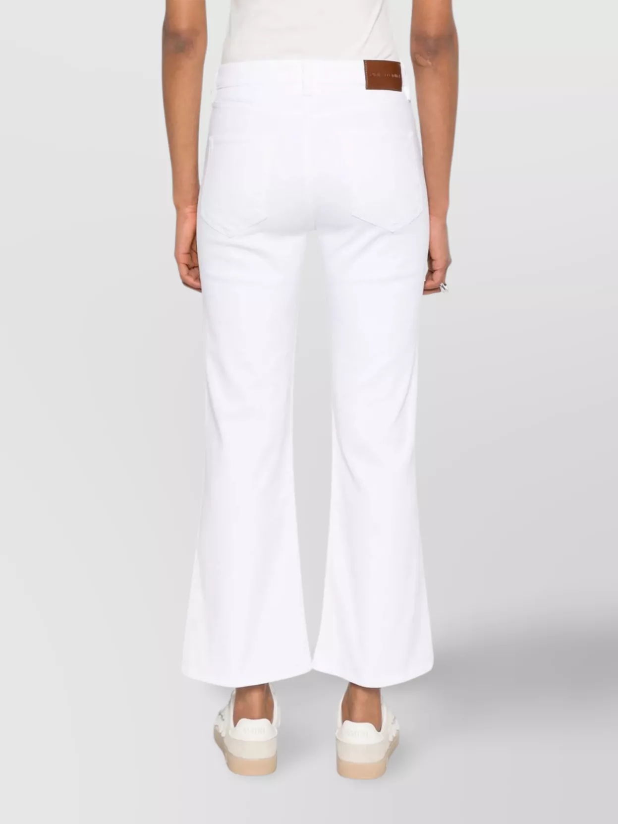 Pinko High Waist Flared Hem Five-pocket Trousers In White