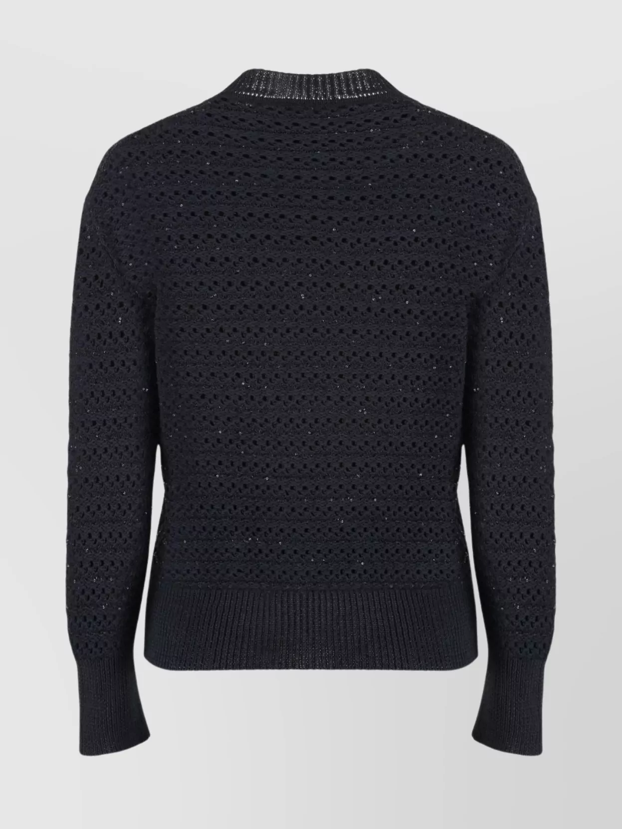 Fabiana Filippi Sequin Detail Crew-neck Cotton Sweater In Black