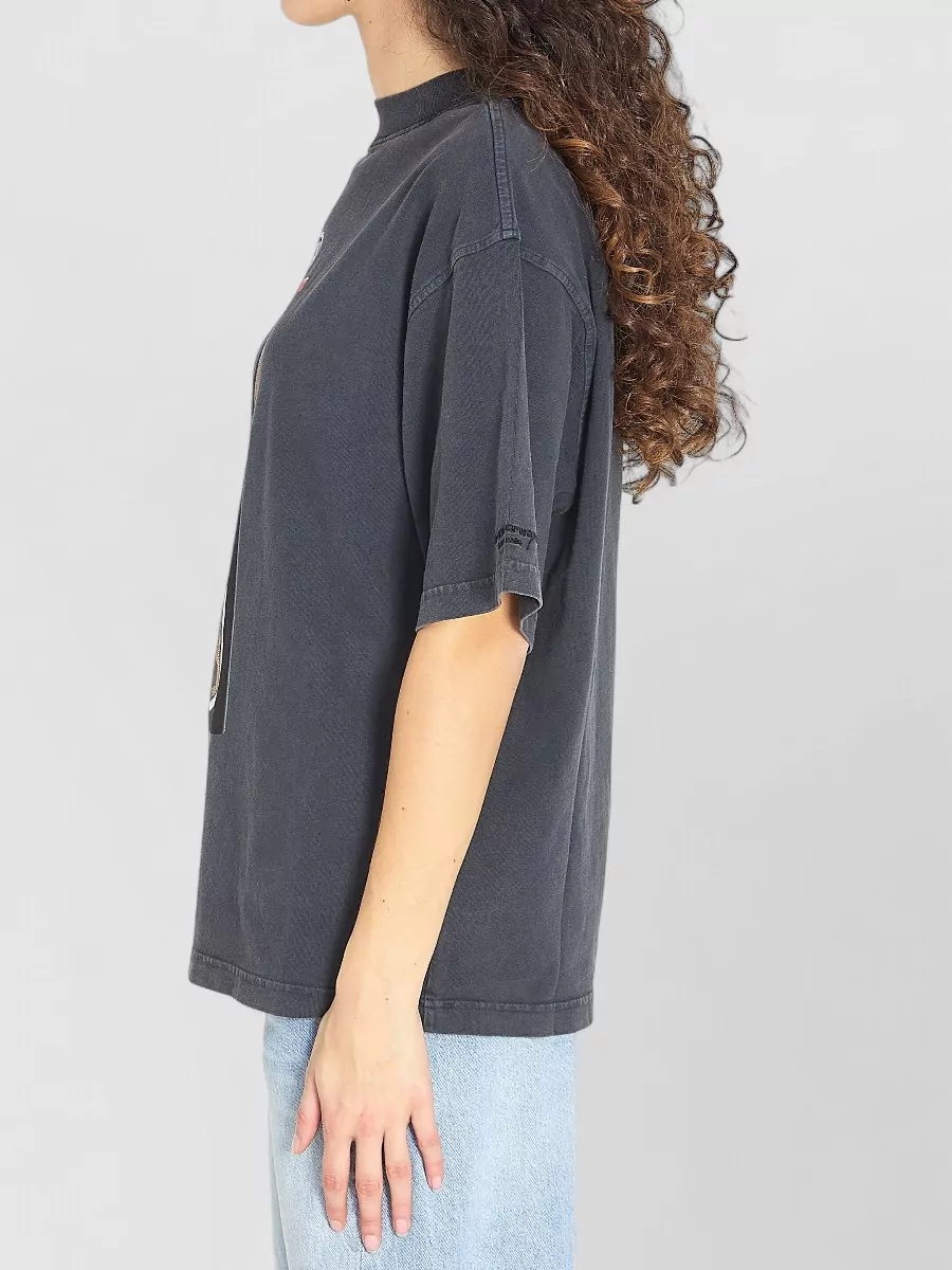 Alexander Wang Rhinestone Lighter Graphic Cotton T Shirt