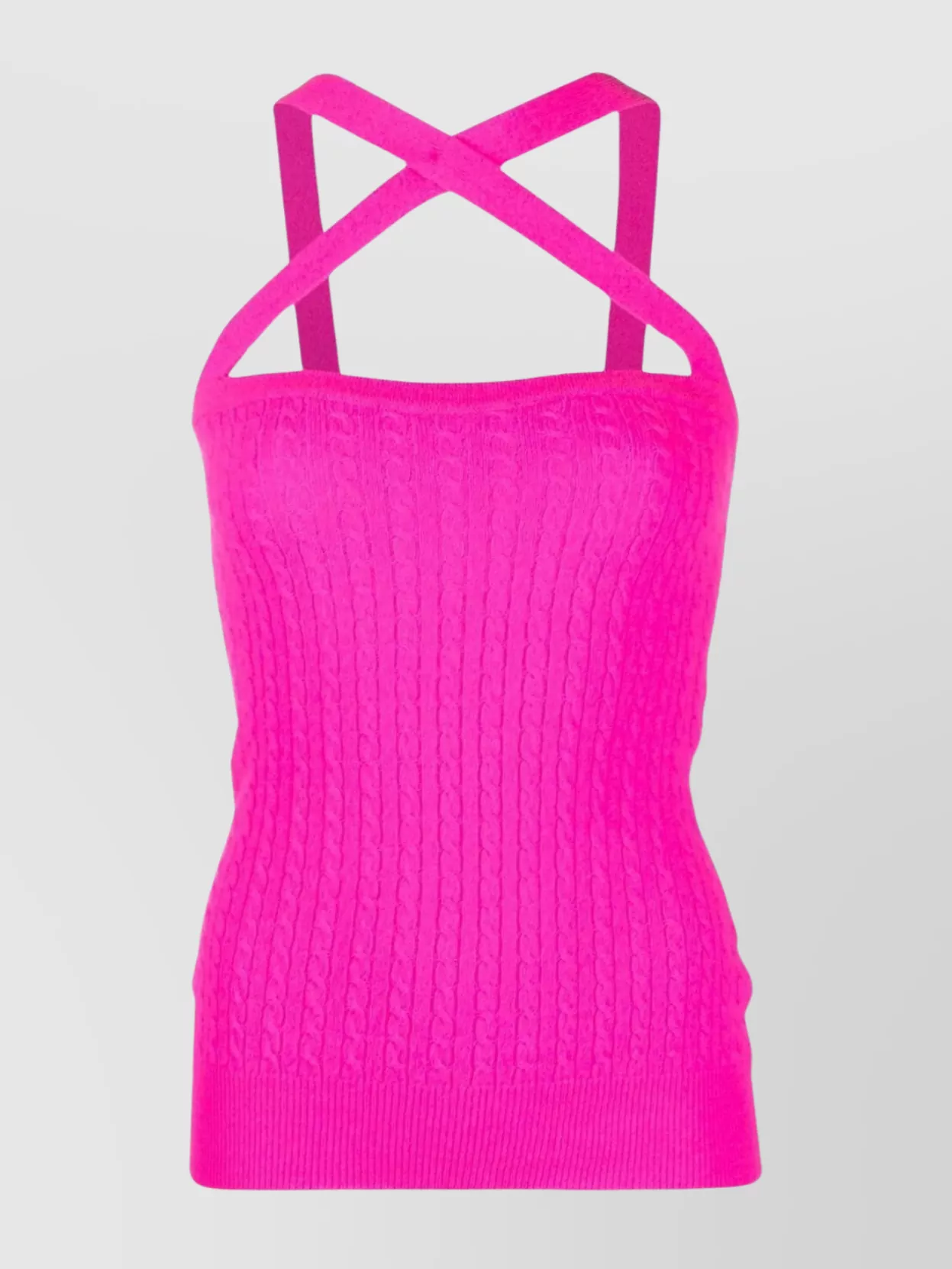 Shop Patou Cropped Cable-knit Top With Square Open Back In Pink