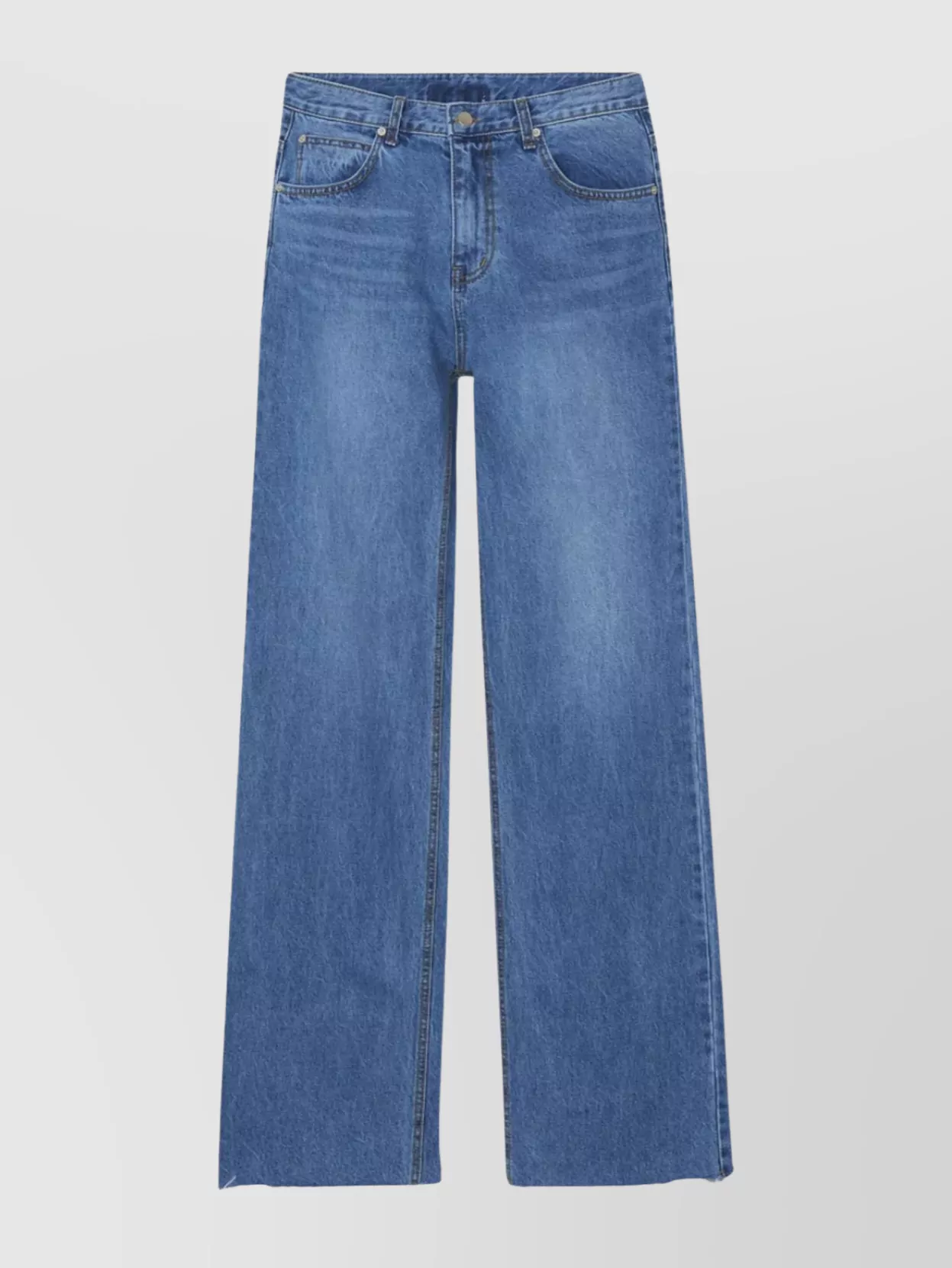 The Frankie Shop Wide-leg Denim Trousers Raw Hem In Animal Print