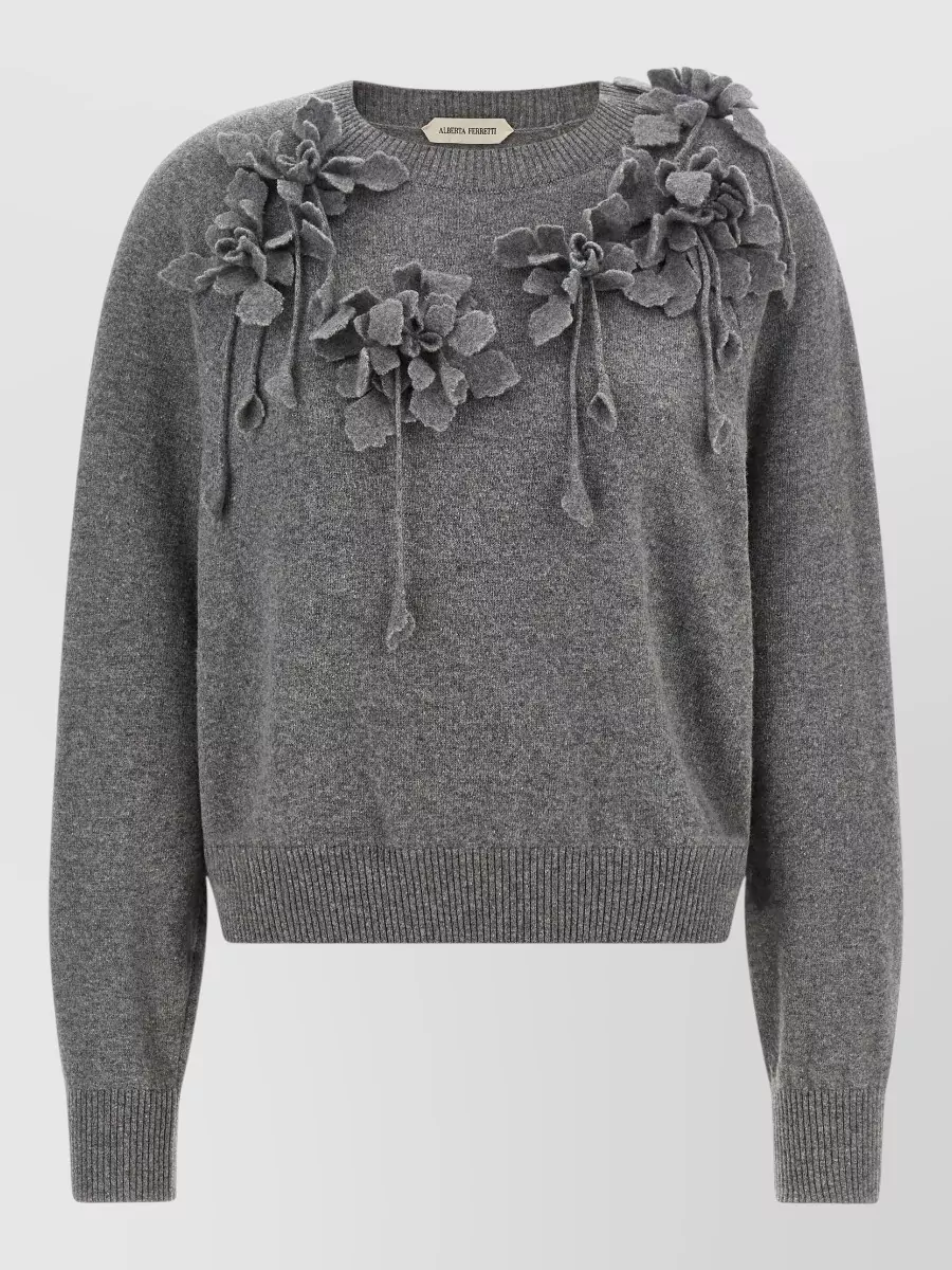 Alberta Ferretti embroidered virgin wool crew neck sweater