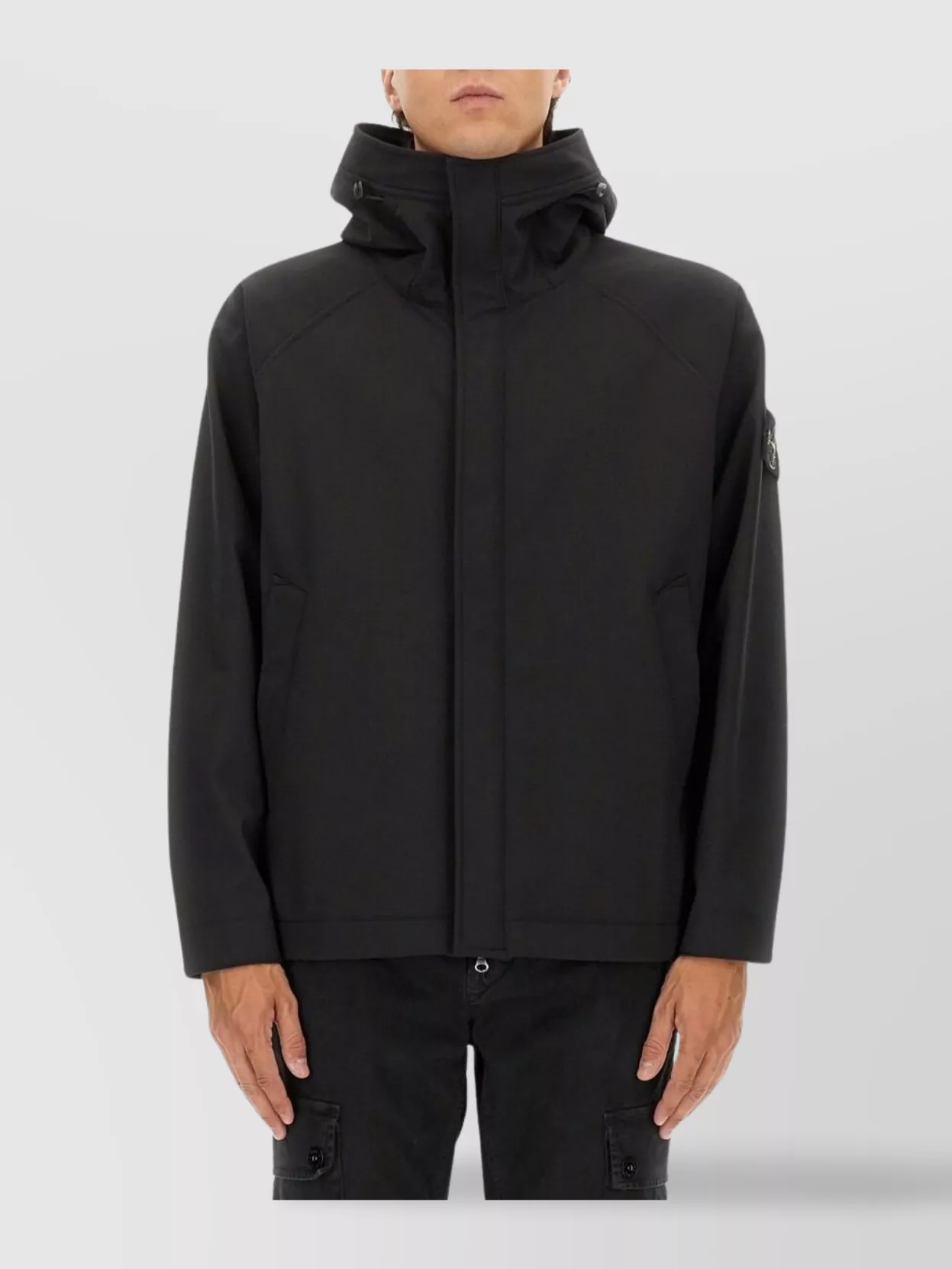 Stone Island Versatile Hooded Jacket Adjustable Features In Black