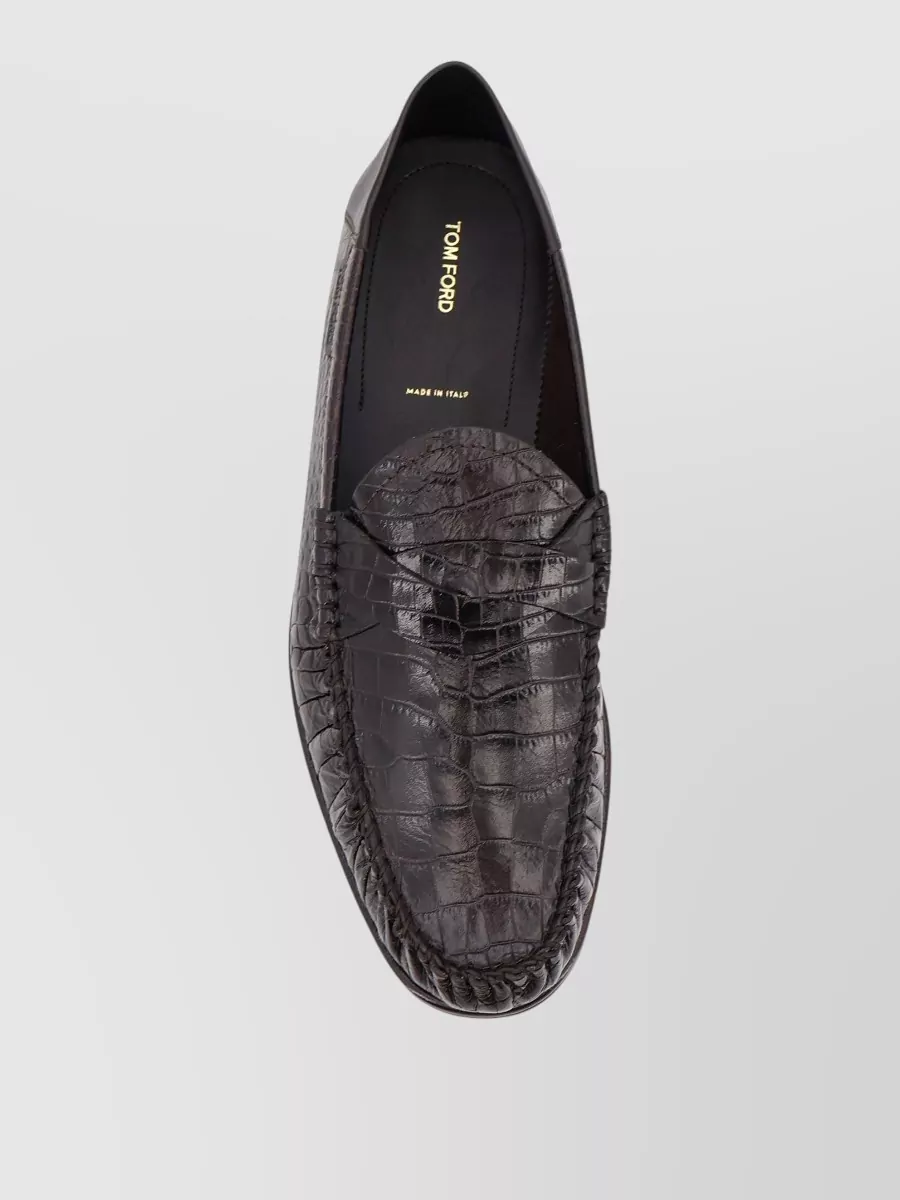 Tom Ford Crocodile-Print Leather Loafers