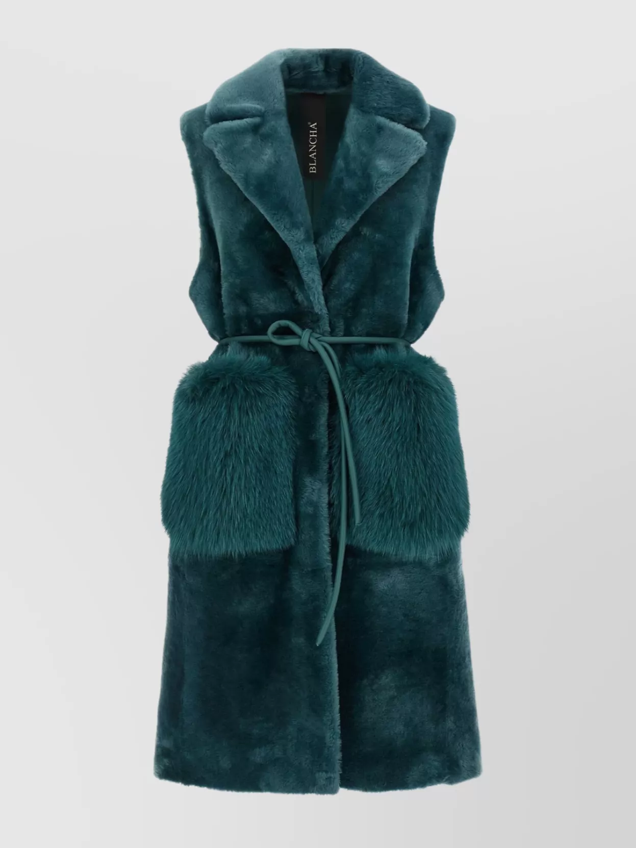 Blancha Straight-volpe Shadow Belted Faux Fur Vest