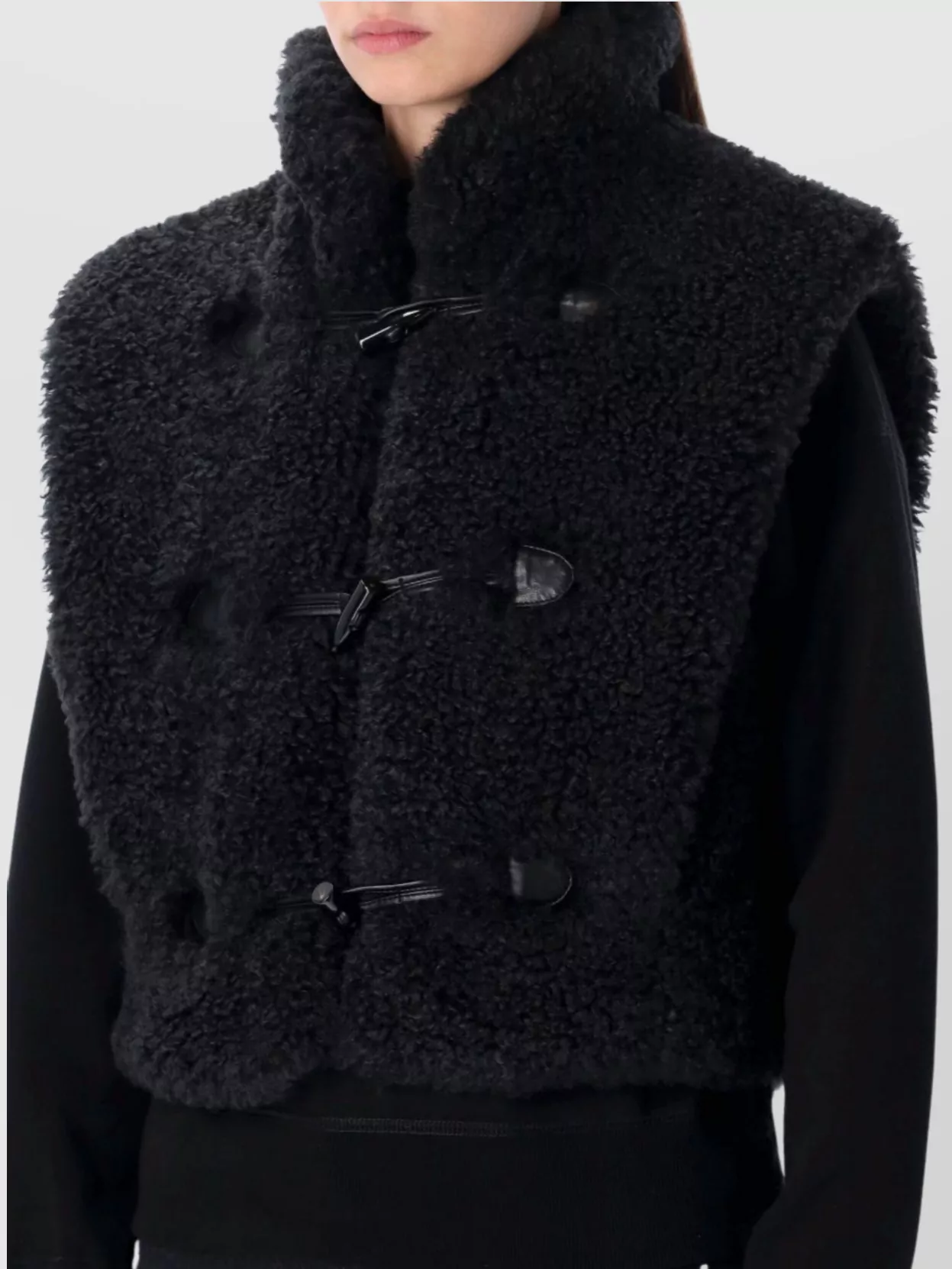 Isabel Marant Étoile Sleeveless Shearling Vest High Collar In Black
