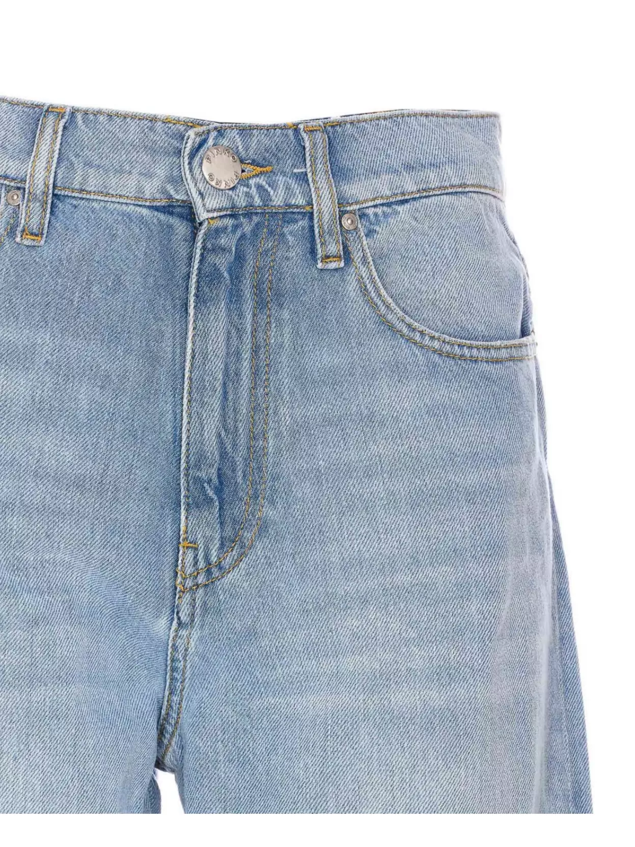 Pinko Wide Frayed Hem Trousers With 5 Pockets