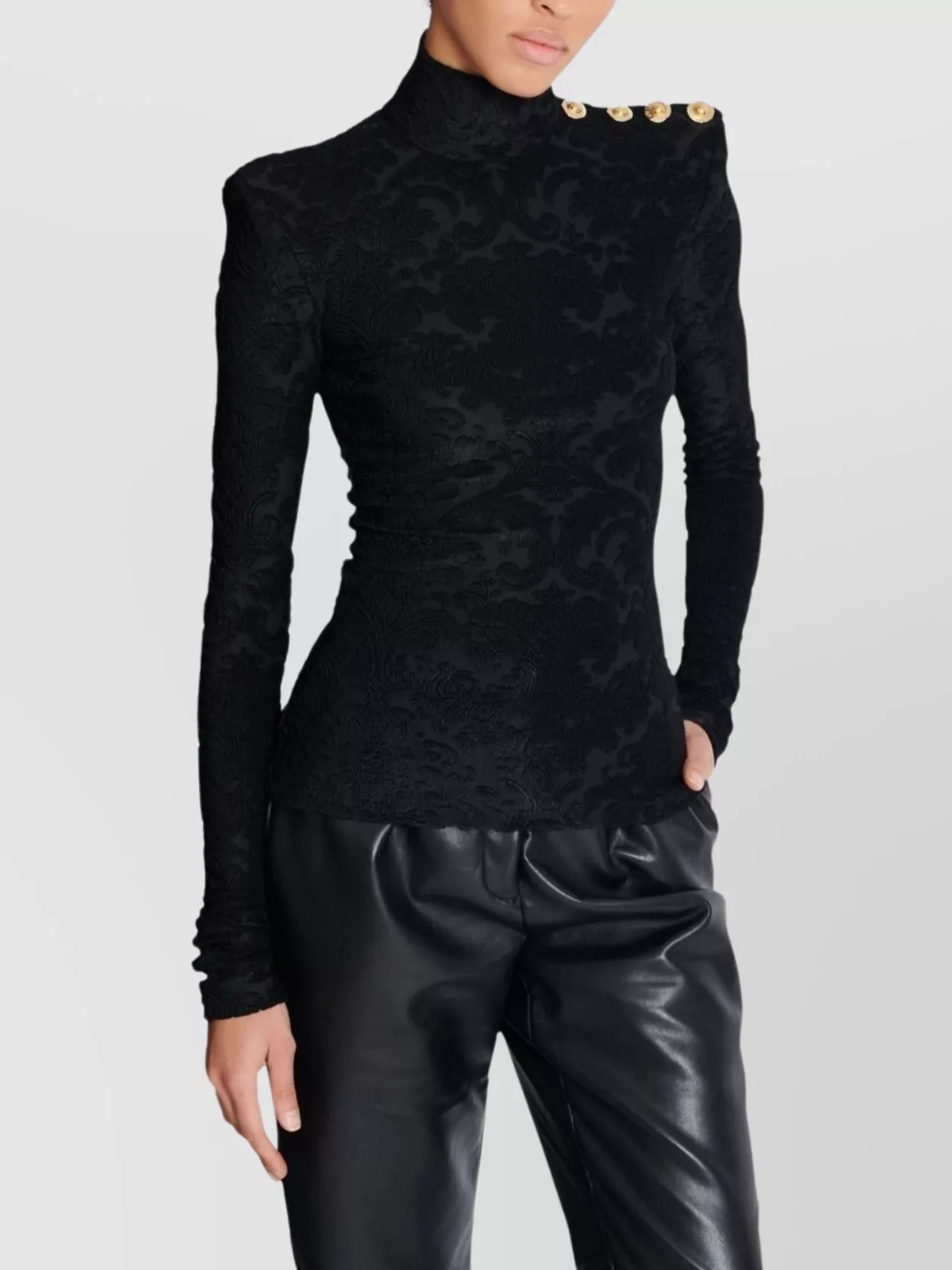 Balmain Buttoned Shoulder Sleeve Top