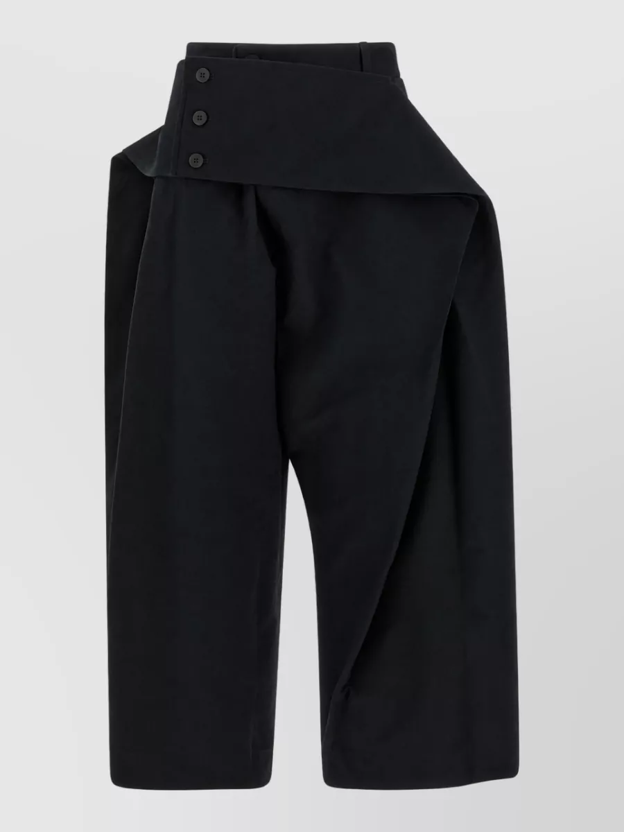 Issey Miyake jacquard asymmetric draped cropped wide-leg trousers