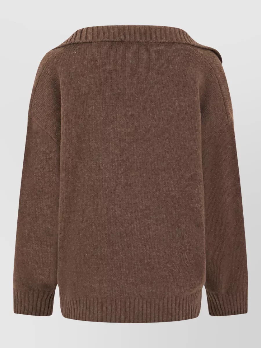 Weekend Max Mara Virgin Wool V-Neck Long-Sleeve Sweater