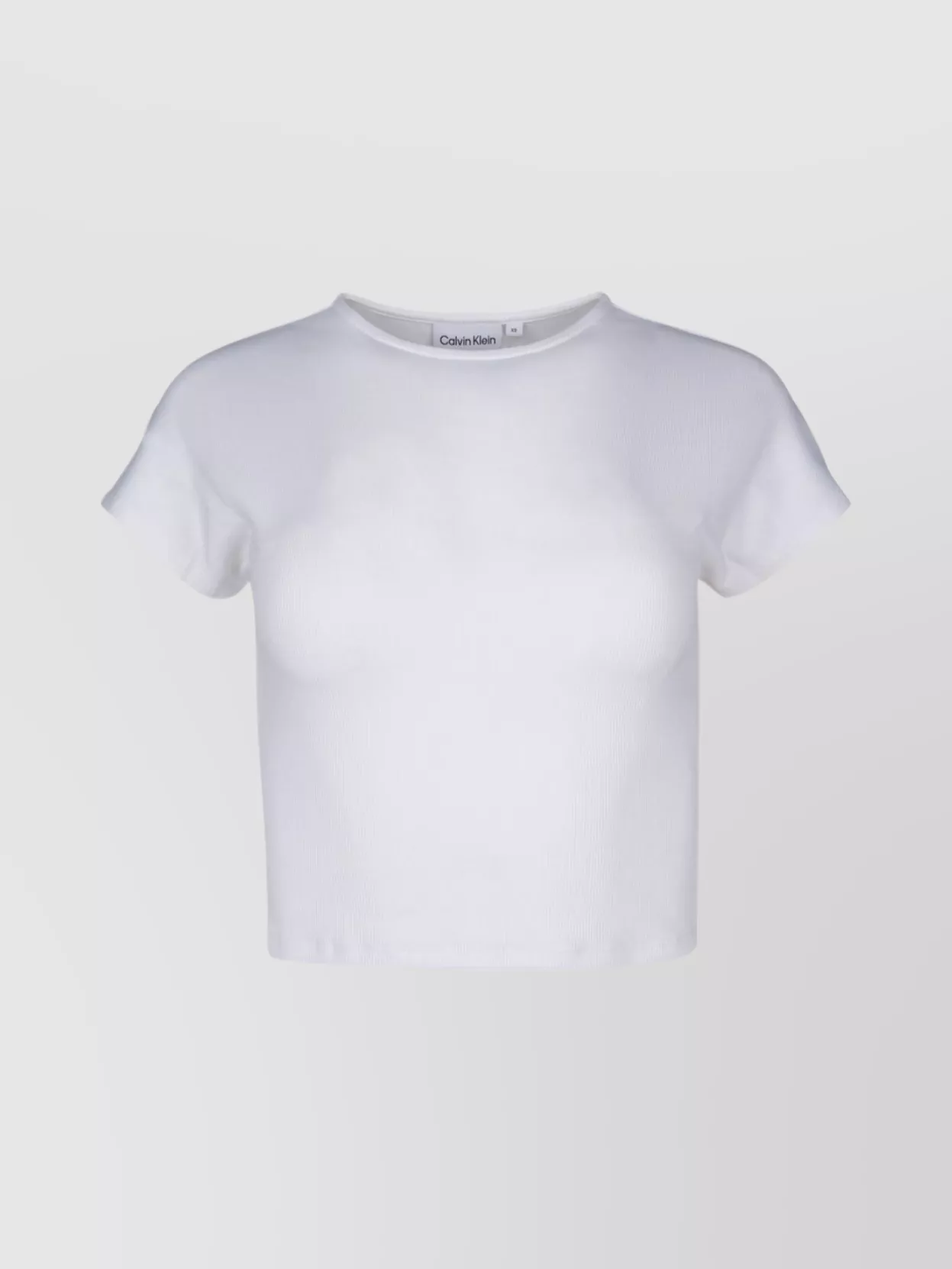 Shop Calvin Klein Ribbed Crew Neck Cropped T-shirt