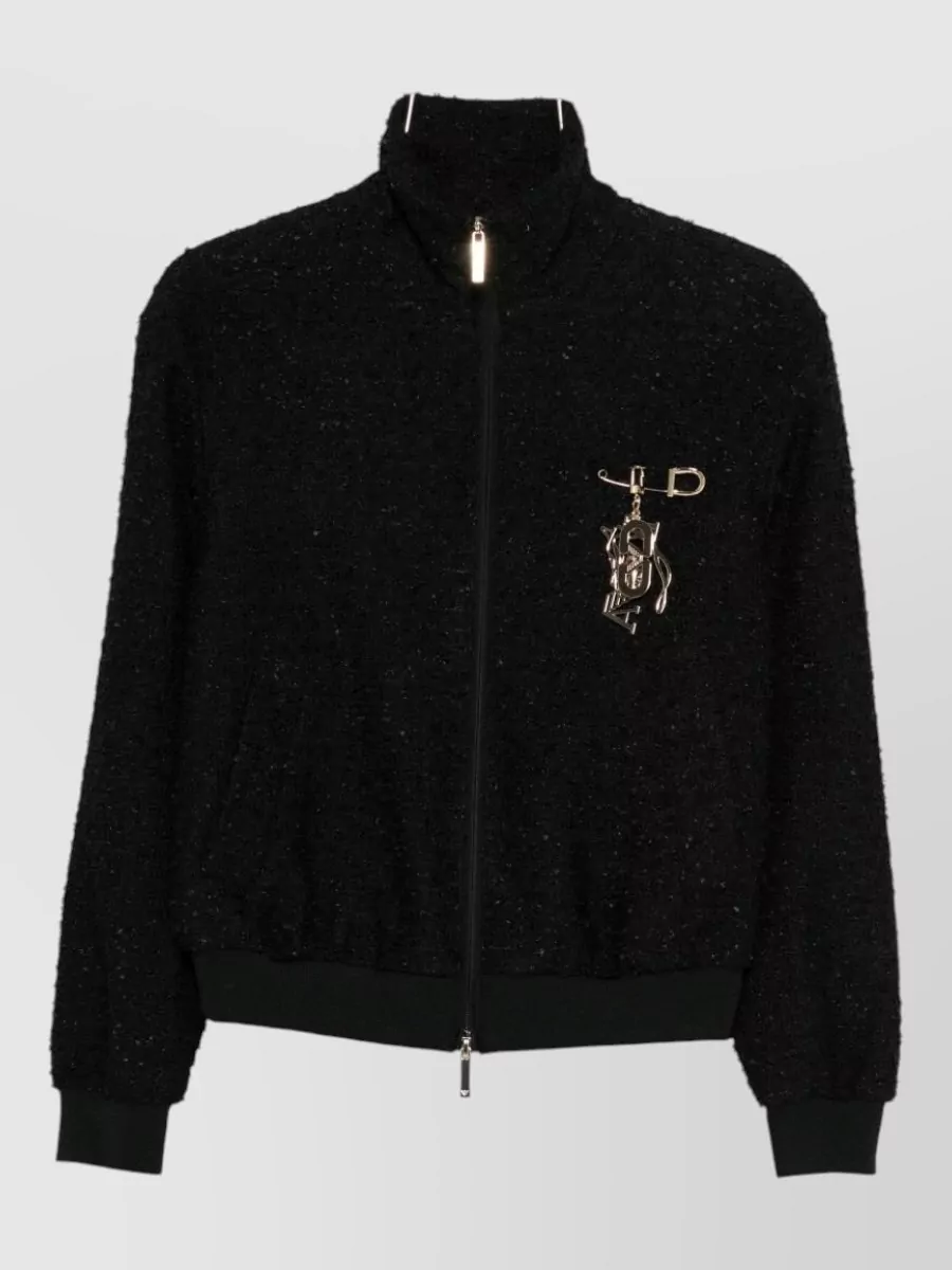 Emporio Armani Textured Appliqué Blouson Jacket