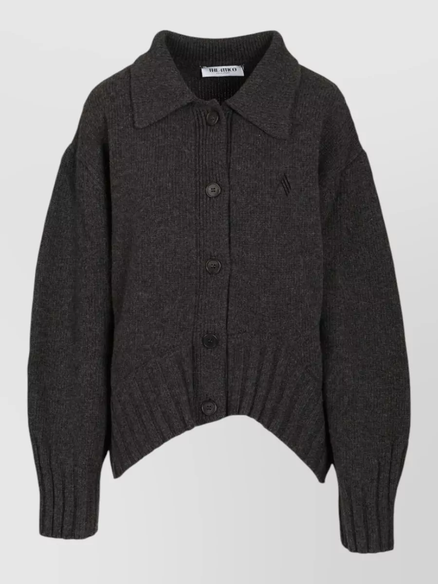 The Attico cashmere wool asymmetric ribbed long-sleeve cardigan