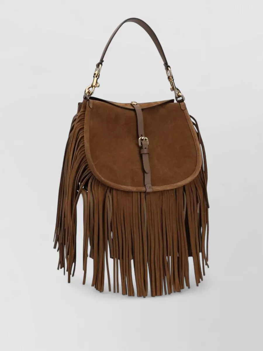Etro Medium suede fringe shoulder bag