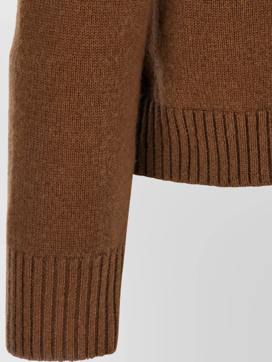 S Max Mara Cashmere Wool Argyle Ribbed Crewneck Jumper