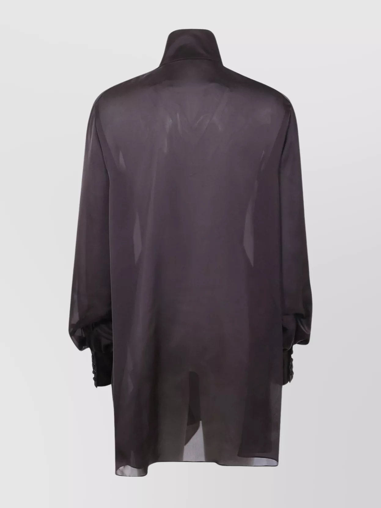 Sacai Draped Sheer High Neck Long Sleeve Dress