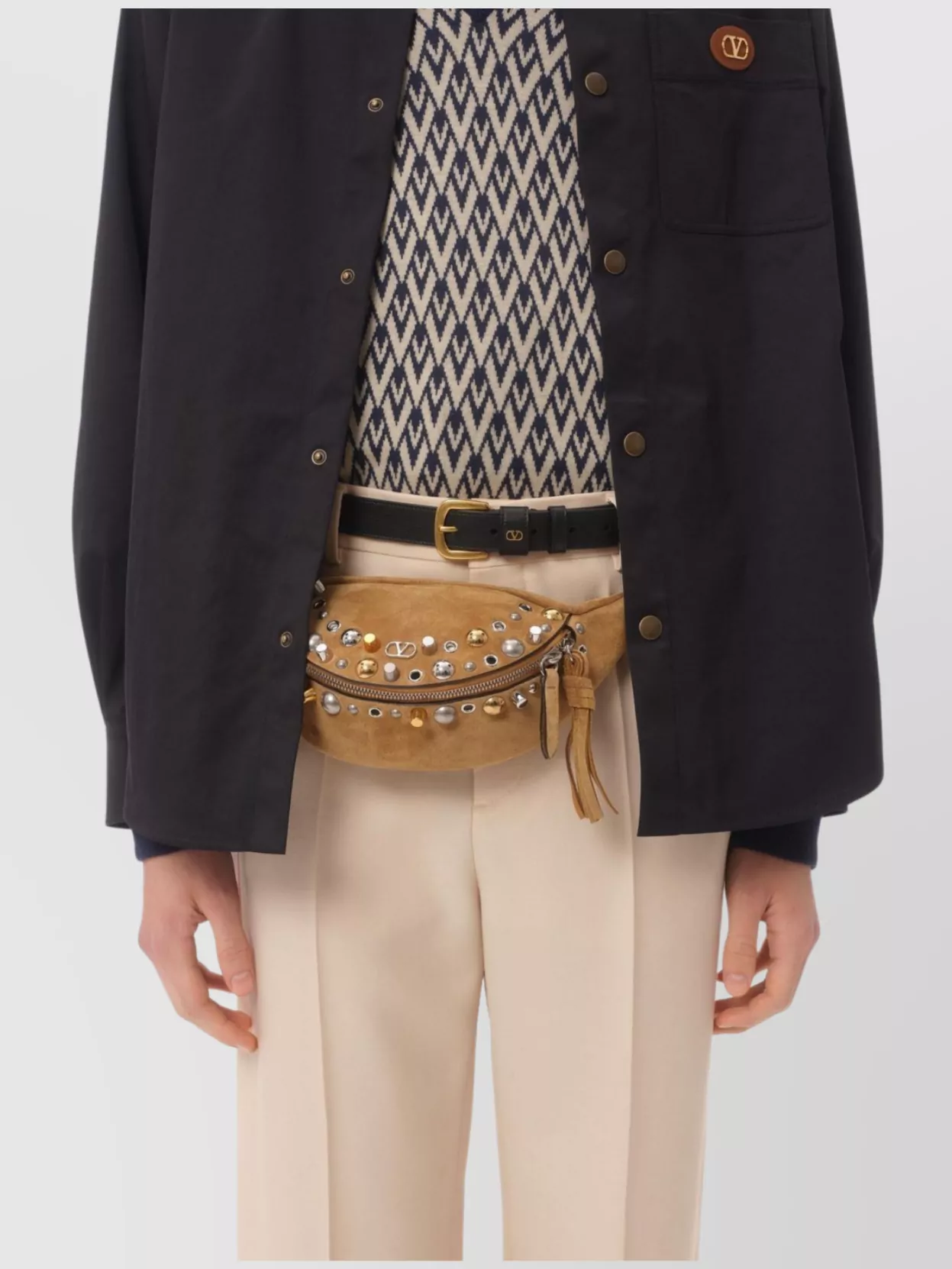 Valentino Garavani Nylon Shirt Jacket With Rubberized V Detail