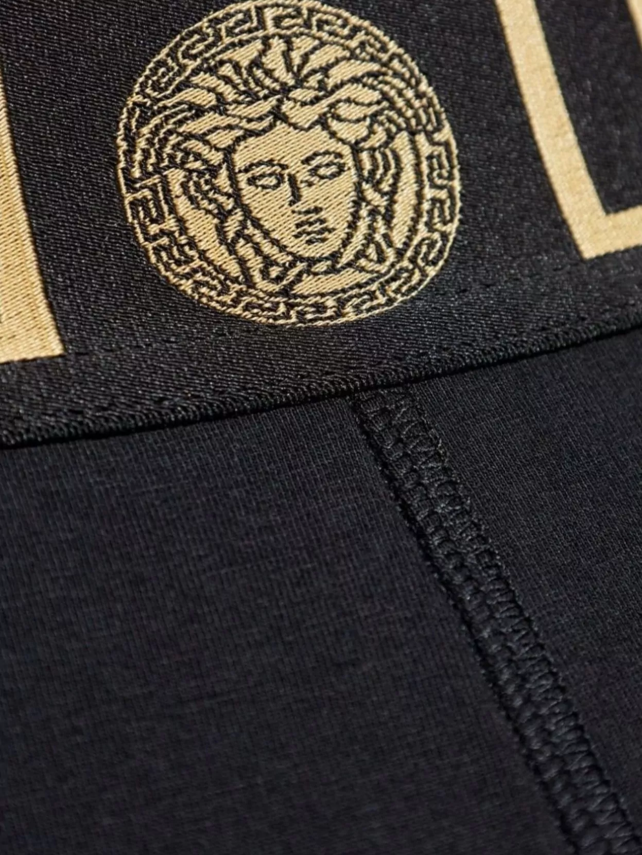 Versace Logo Waistband Stretch Hosiery Greek Key