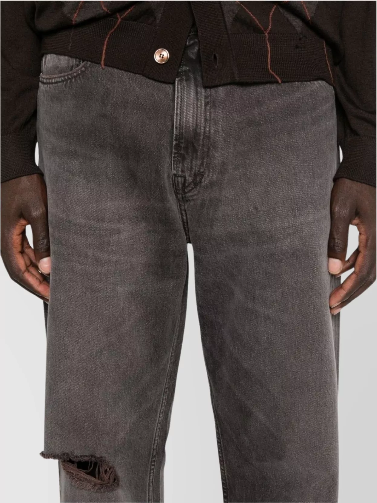 Our Legacy Straight Leg Distressed Five-pocket Jeans In Brown