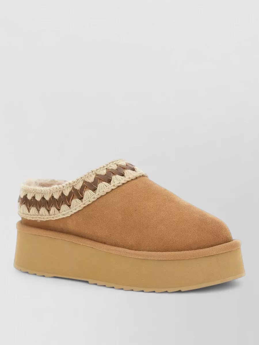 Mou Platform Suede Mules Clog Slippers