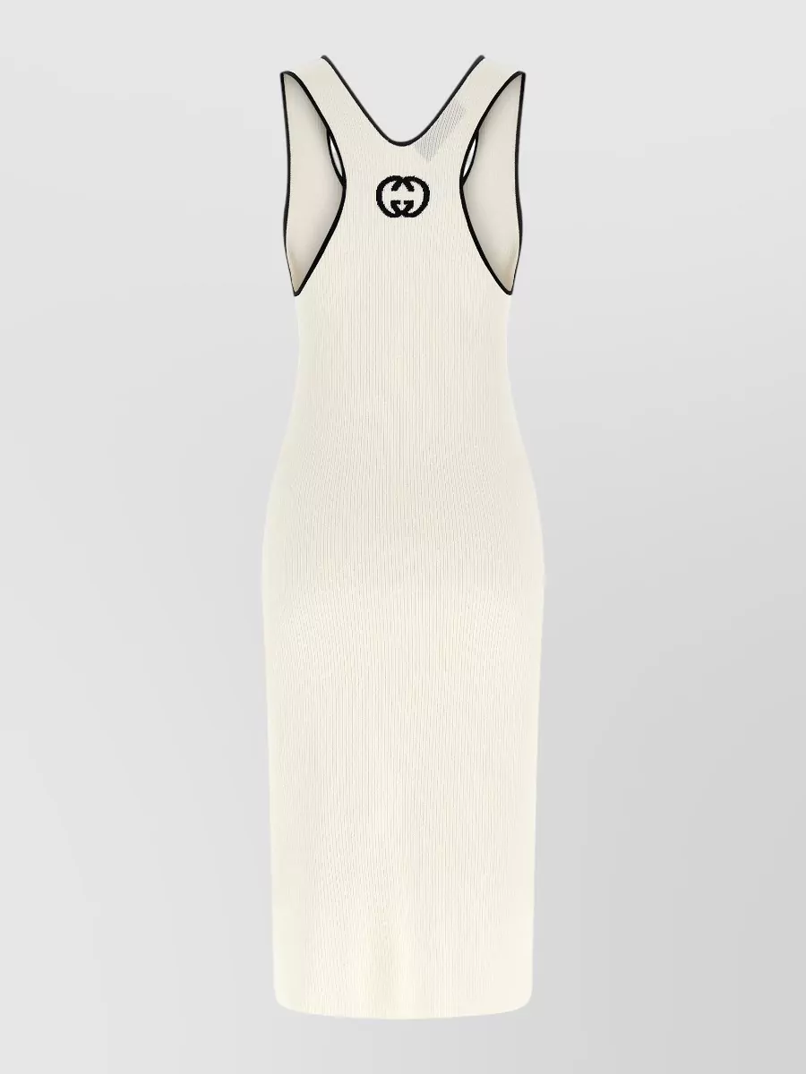 Gucci Doppia G Sleeveless Knit Dress Contrast Trim