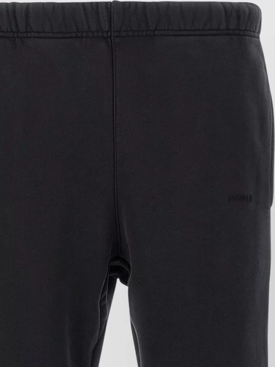 Purple Cotton Straight Leg Track Pants