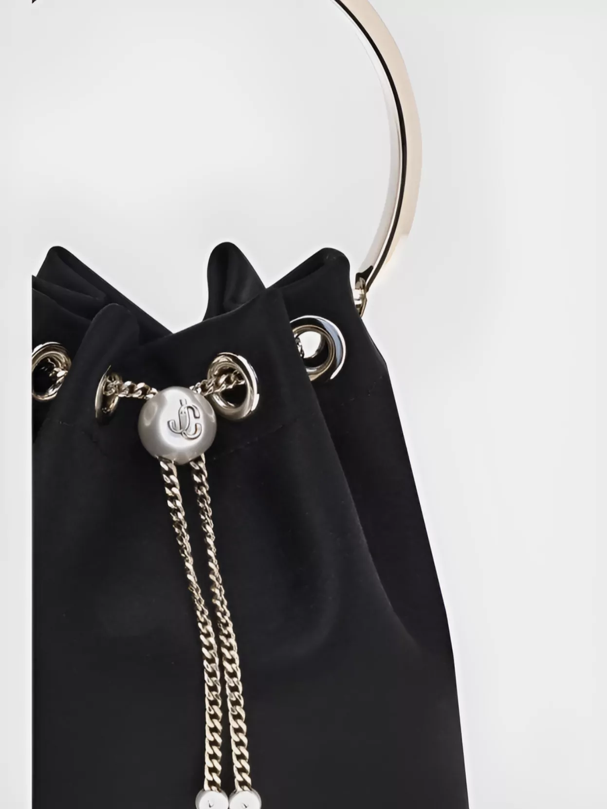 Jimmy Choo Satin Bucket Bag With Gold Metal Handle