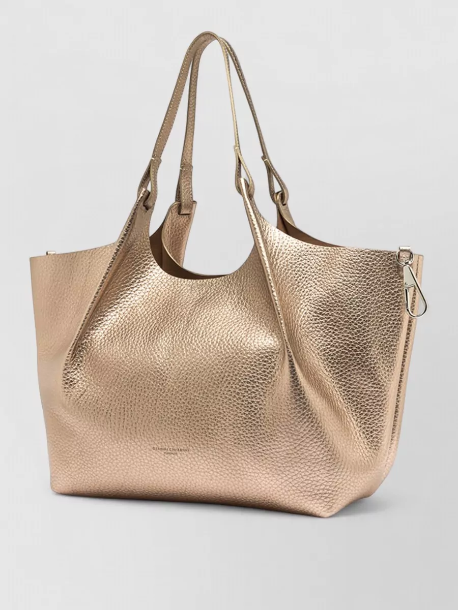 Gianni Chiarini Dua Textured Shoulder Bag Metallic Dual Handles