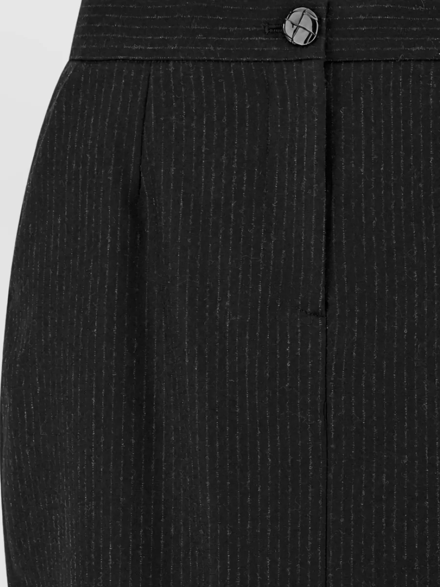 Blazé Milano Wool Pinstripe High-Rise Midi Pencil Skirt