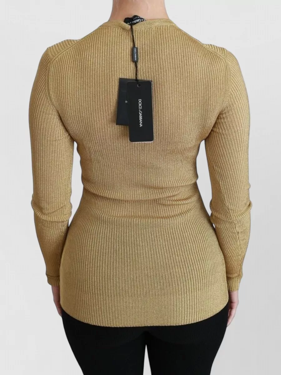 Dolce&Gabbana Metallic Ribbed Slim-Fit Long-Sleeve Cardigan