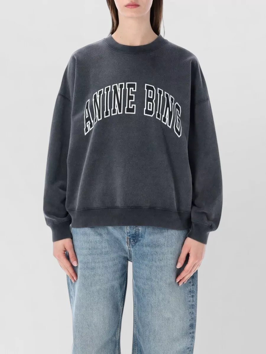 Anine Bing Logo Print Oversized Cotton Sweatshirt