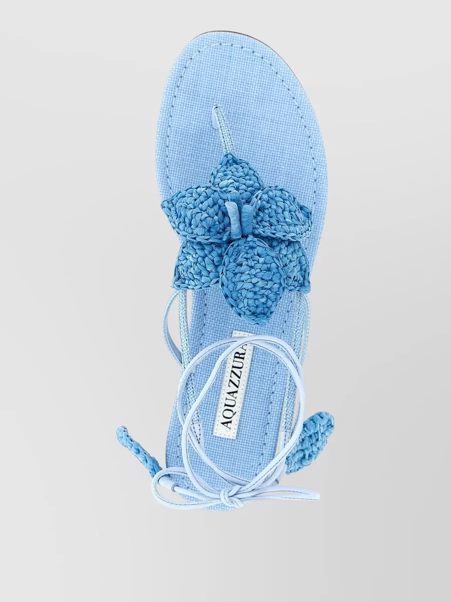Aquazzura Raffia-Trim Woven Sandals