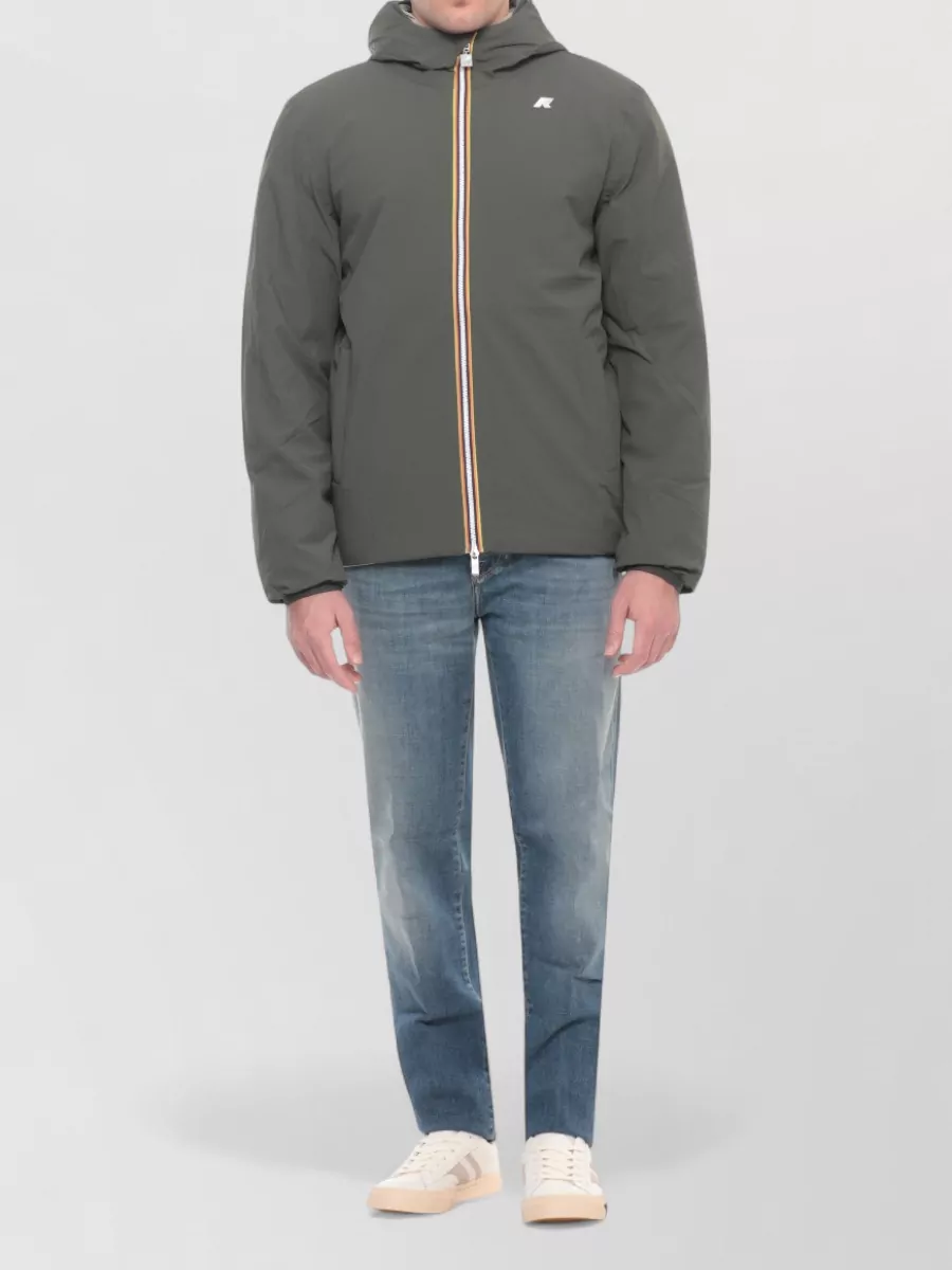 K-Way Reversible Hooded Short Jacket Long Sleeves
