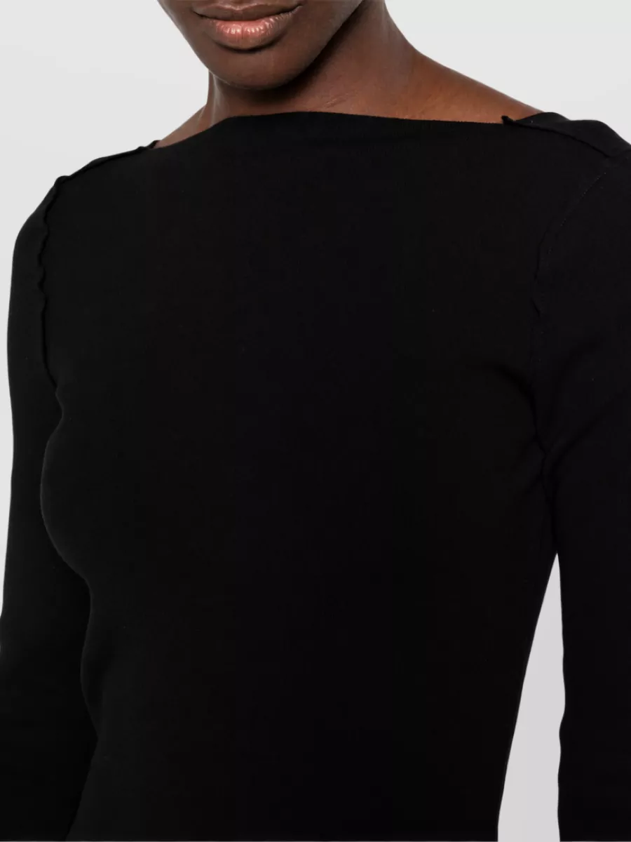 Rick Owens Ribbed Knit Boat Neck Long-Sleeve Maxi Dress