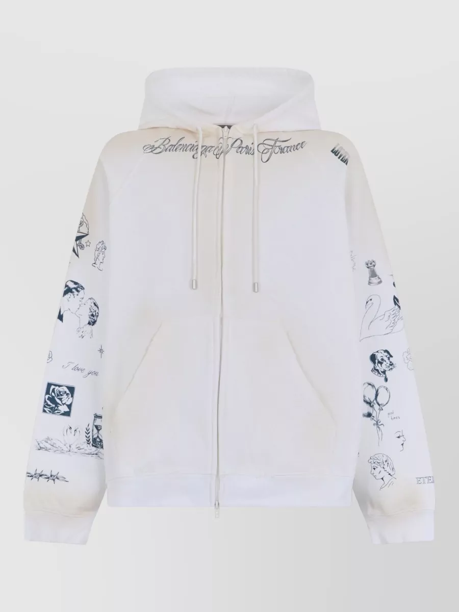 Balenciaga cotton hooded zip sweatshirt