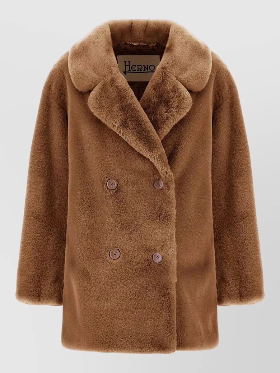 Herno double breasted faux fur coat